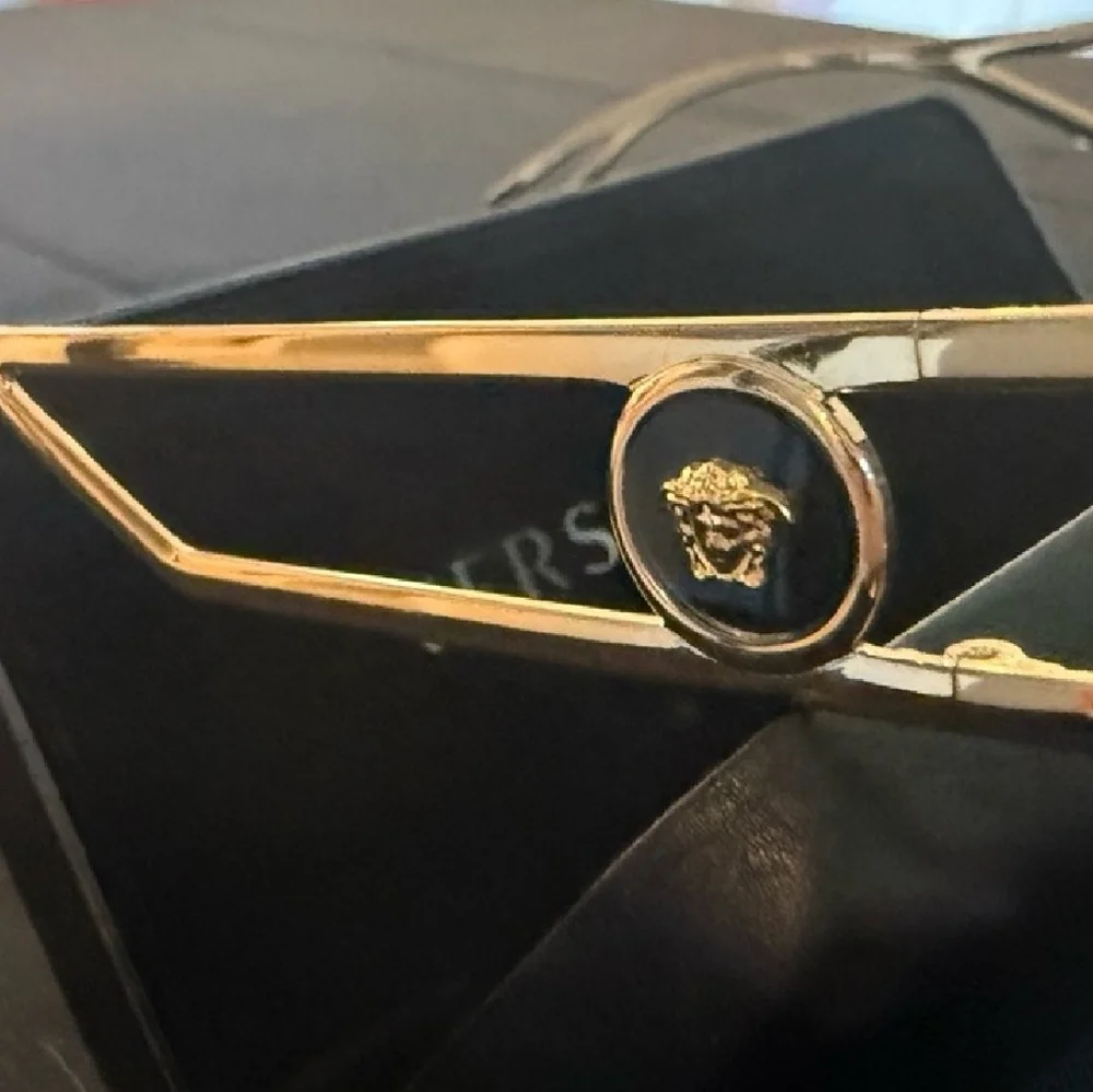 Versace Aviator Sunglasses with Gold Frame and Black Lenses